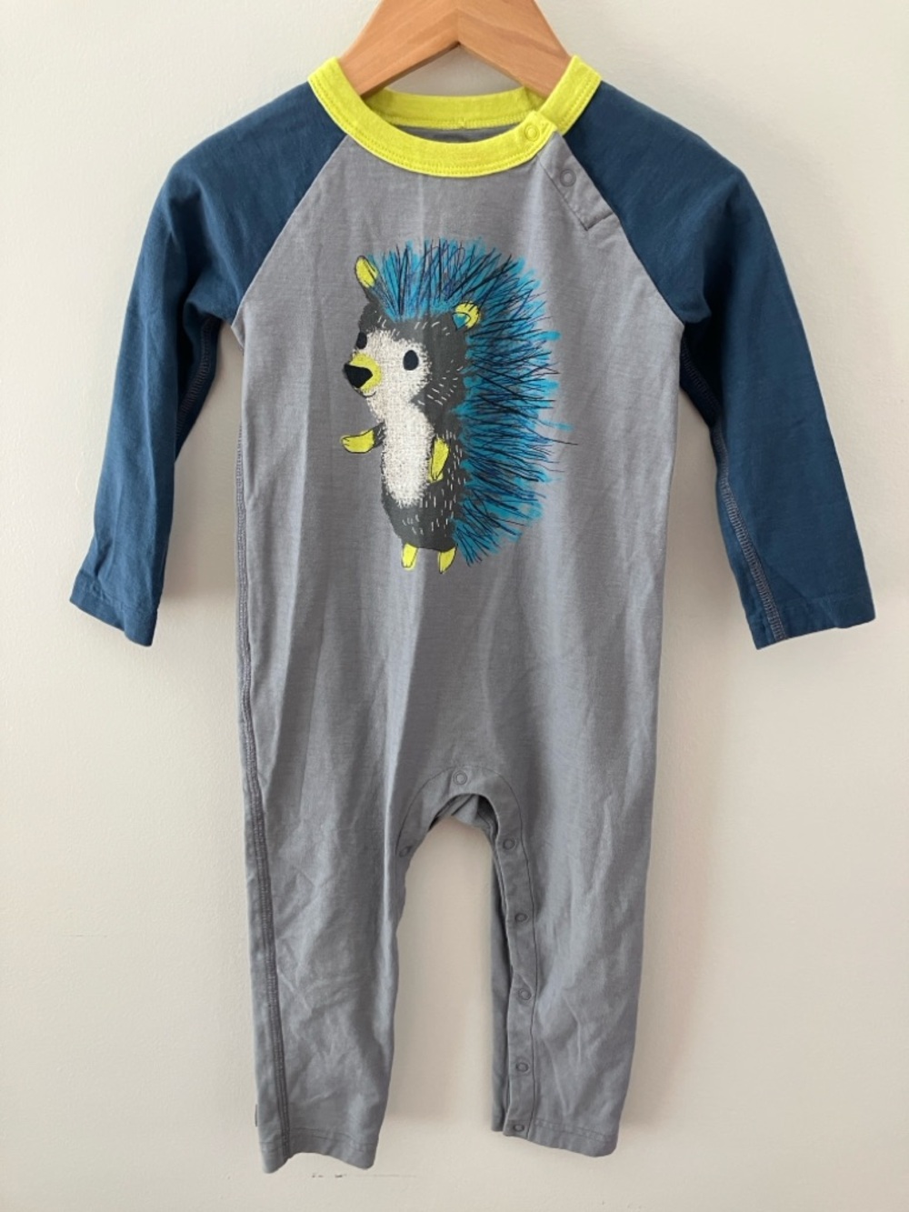 Tea 18-24m One-Piece Baby Romper Grey & Blue Hedgehog